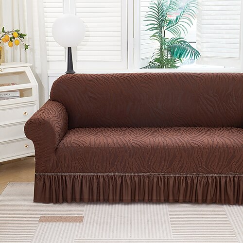 Elastischer Jacquard-Sofabezug im Rocksaum-Stil, dehnbar, für Ecksofas, L-förmige Sofas, Wohnzimmersofas, rutschfest, waschbar, staubdicht, für 1, 2, 3 oder 4 Sitze Image