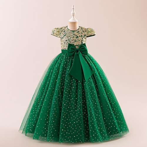 Kinder Mädchen Partykleid Einfarbig Ärmellos Besonderer Anlass Geburtstag Prinzessin Süß Polyester Maxi Partykleid Sommer Frühling 4-13 Jahre Schwarz Champagner Rosa Image