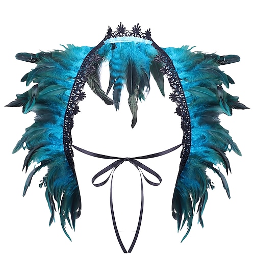 Karneval 2026 Rio Karneval Samba Zubehör Damen Rot Schwarz Feder Umhang mit Spitzenbesatz Brasilien Festival Aufführung Kostüm Image