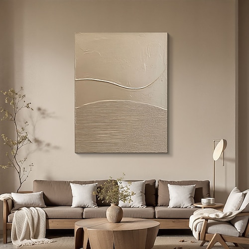 Handgemaltes Ölgemälde auf Leinwand, Wanddekoration im Wabi-Sabi-Stil, minimalistisch, abstrakt, mit Textur, für Wohnzimmer, Eingangsbereich, Wohnbereich, gerollt, rahmenlos, ungespannt Image