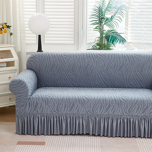 Elastischer Jacquard-Sofabezug im Rocksaum-Stil, dehnbar, für Ecksofas, L-förmige Sofas, Wohnzimmersofas, rutschfest, waschbar, staubdicht, für 1, 2, 3 oder 4 Sitze Image