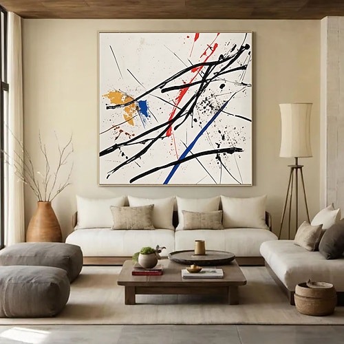 handgemaltes, originales abstraktes Acrylgemälde, farbenfrohes abstraktes großes Leinwandbild, Akzentwandkunst, Wanddekoration, farbenfrohe moderne Wandkunst Image