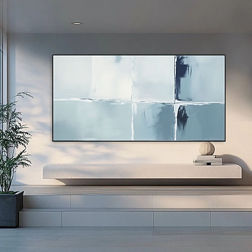 Handgemaltes Ölgemälde, abstraktes blaues Wandbild für das Wohnzimmer, großformatige abstrakte Leinwandwanddekoration, Fantasiegemälde mit blauem Hintergrund, moderne Kunstdekoration Image