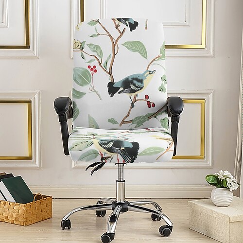 Bürostuhlbezug, Hockerbezug, geometrisch bedruckter Polyesterbezug, Stretch-Sitzschutz für Bürostühle im Homeoffice Image