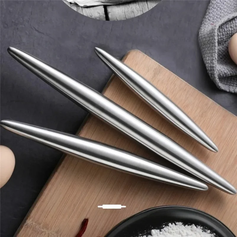 1Pc Edelstahl Nudelholz Küche Utensilien Teig Roller Backen Pizza Nudeln Cookie Knödel, Der Nicht-stick Backen werkzeug Image