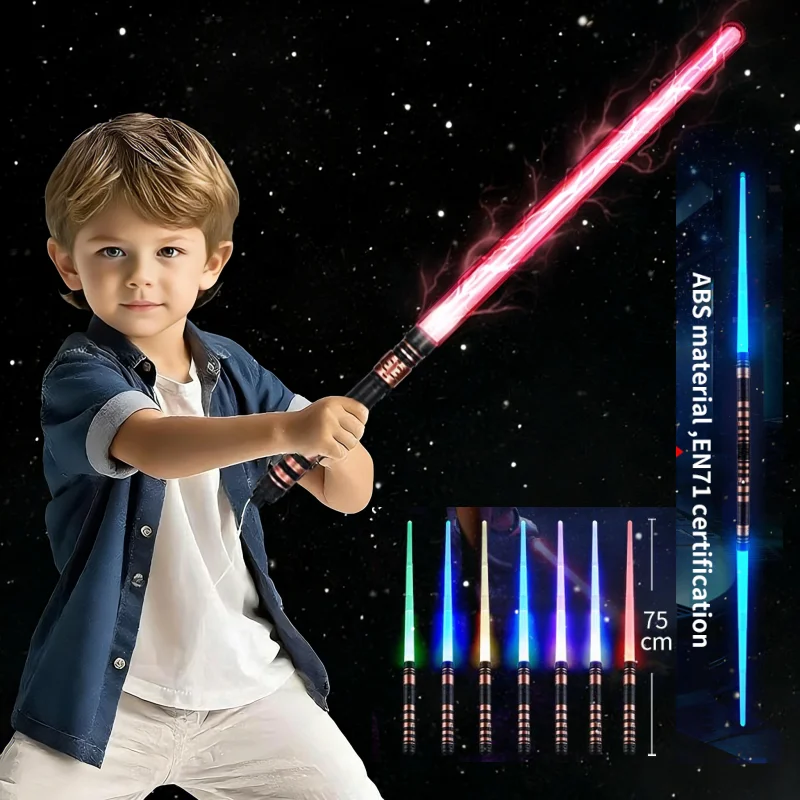 ZLangsports Spada laser RGB da 75 cm 2 in 1 Sciabola luminosa a 7 colori per 3+ Spada laser per bambini Spade luminose per feste giocattolo