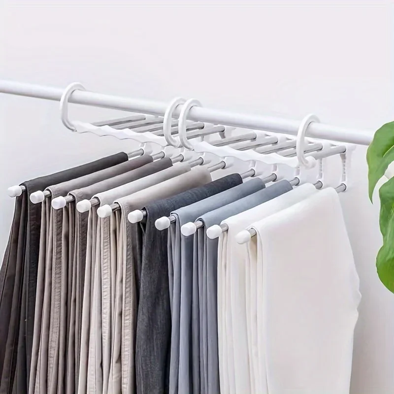 1pc 5-in-1 Edelstahl Klapp hose Rack Krawatten regal Rack Schlafzimmer Schrank Veranstalter Kleider schrank Schließ fächer