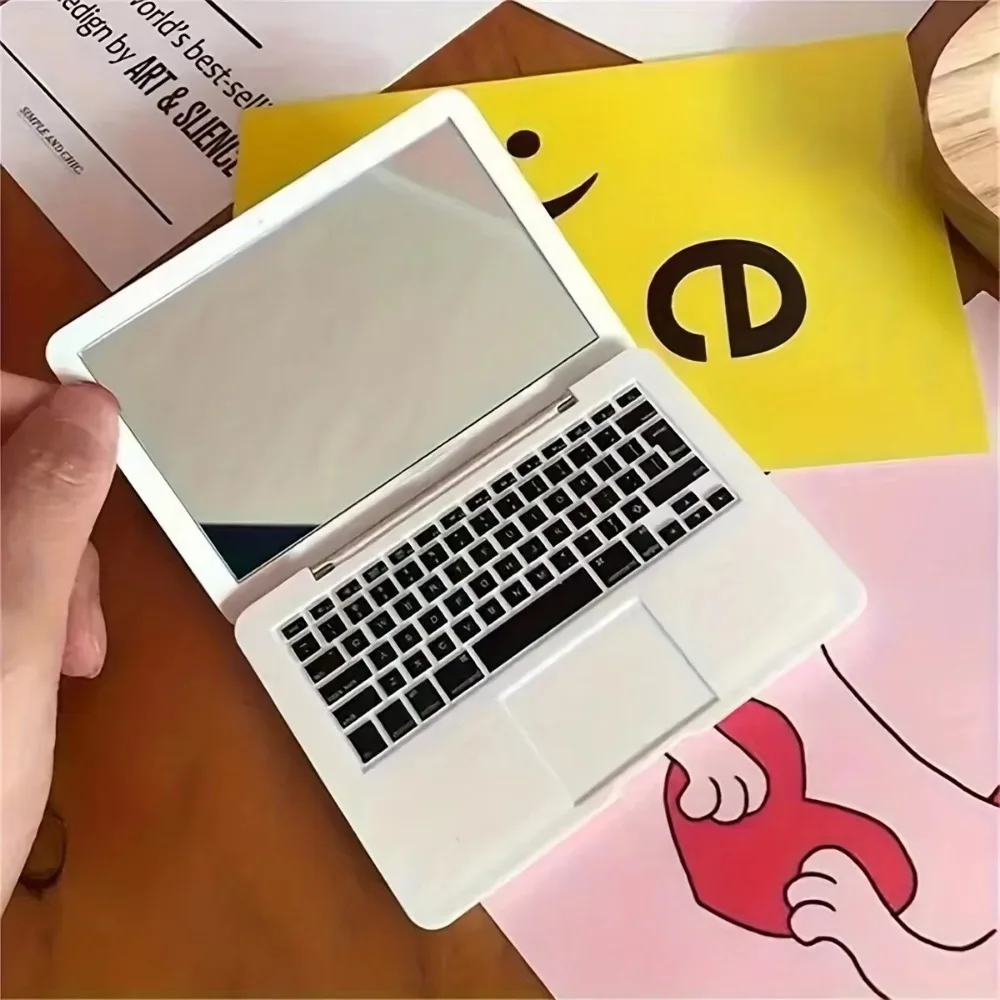 Kreativer tragbarer Mini-Computerspiegel, hochwertiger Make-up-Spiegel in Laptop-Form, faltbarer Taschenspiegel, Schönheit