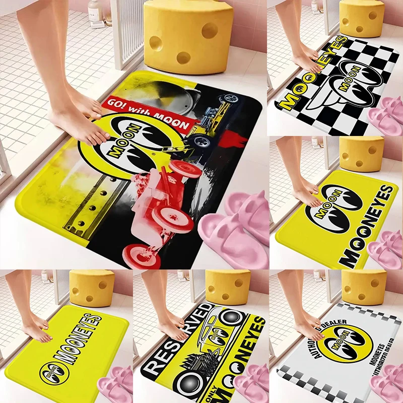 Anime-Themenmatte mit trendigem Design, Mooneyes bedruckter rutschfester Teppich für Spielzimmer, Schlafzimmer, Gamer, Zimmer und Wohnzimmer, Balkon, Nachttisch Image