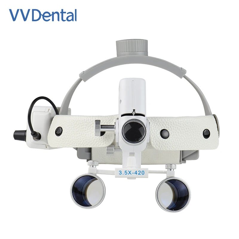 VVDental Kopfmontierte Fernglaslupe 2,5 x 3,5 x verstellbar mit LED-Chirurgie-Scheinwerfer-Zahnarztwerkzeugen Image