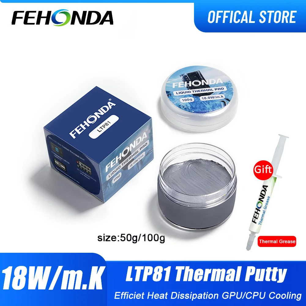 FEHONDA LTP81 Wärmeleitpaste 18 W/m.K 50 g/100 g Hochwärmeleitendes Gel für CPU GPU Wärmeableitungspitt für PS4 PS5 Kühlung Image