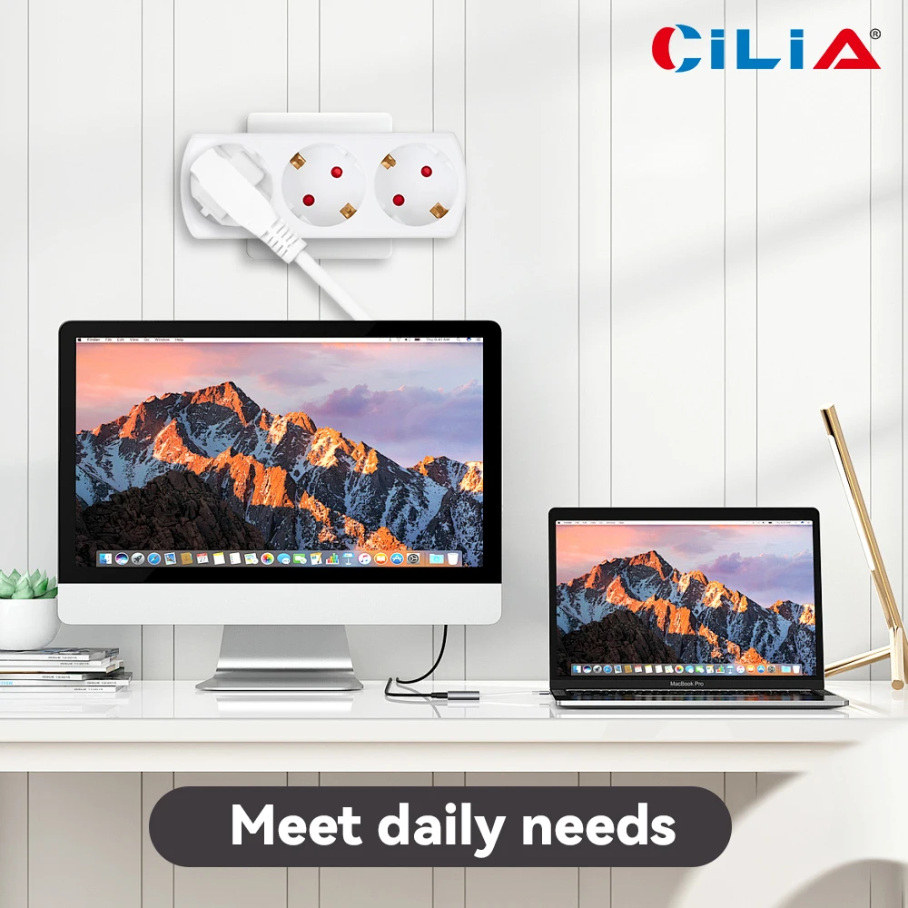 Weißer Konvertierungsadapter nach europäischem Standard, eins bis drei, CE-ROHS-zertifizierter EU-zu-Universal-Steckerkonverter für den Haushalt Image