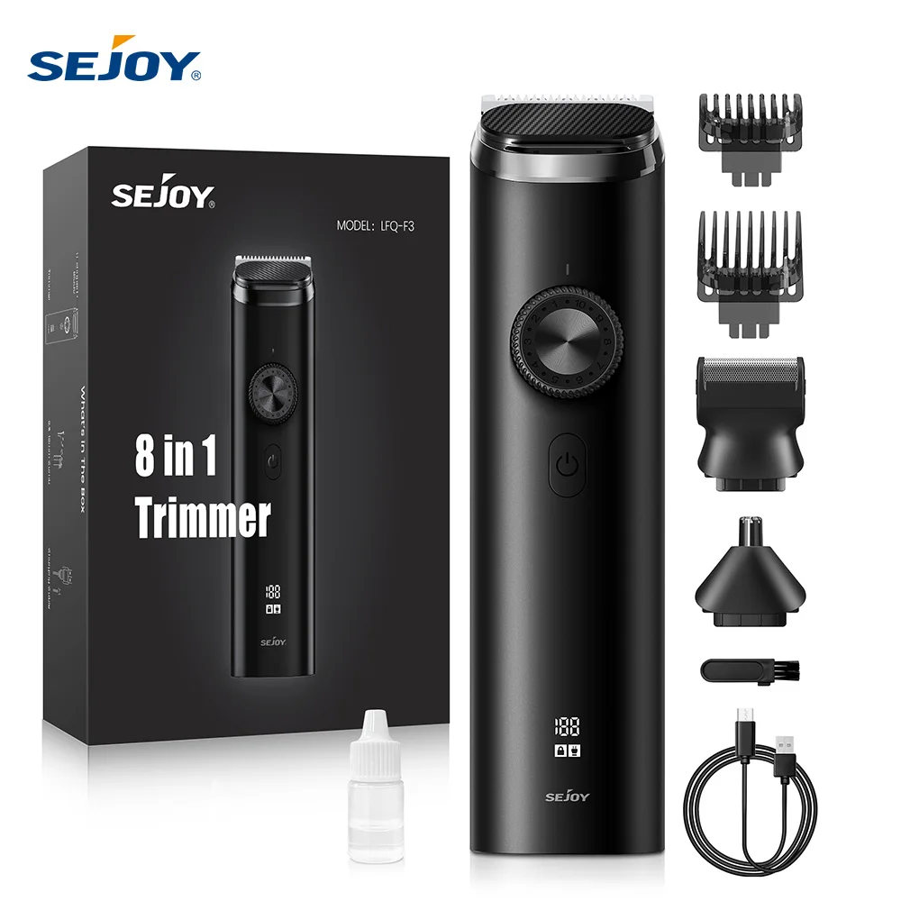Sejoy Elektrisches Haarschneidemaschinen-Set, multifunktionaler Herren-Haar- und Nasentrimmer, kabellos, professioneller Elektrorasierer, Herrenrasierer, Schwarz Image
