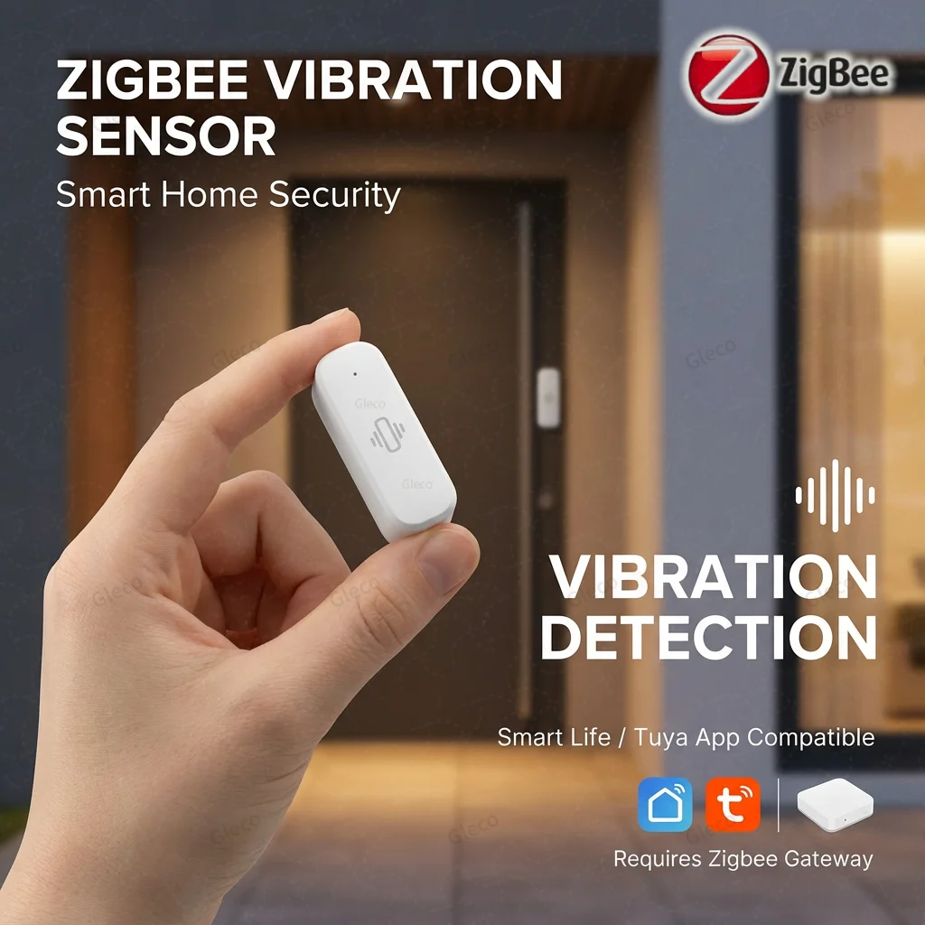Tuya Zigbee Vibration Sensor Schock Detektor Smart Home Sicherheit Alarm Erkennung Für Tür Fenster Sicher Optional Batterie Betrieben Image