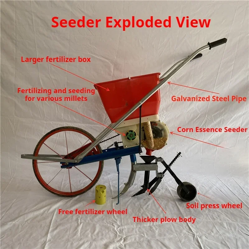 Handgezogene Präzisionssämaschine – Rollenpflanzer für Erdnüsse, Sojabohnen, Mais und Getreide Image