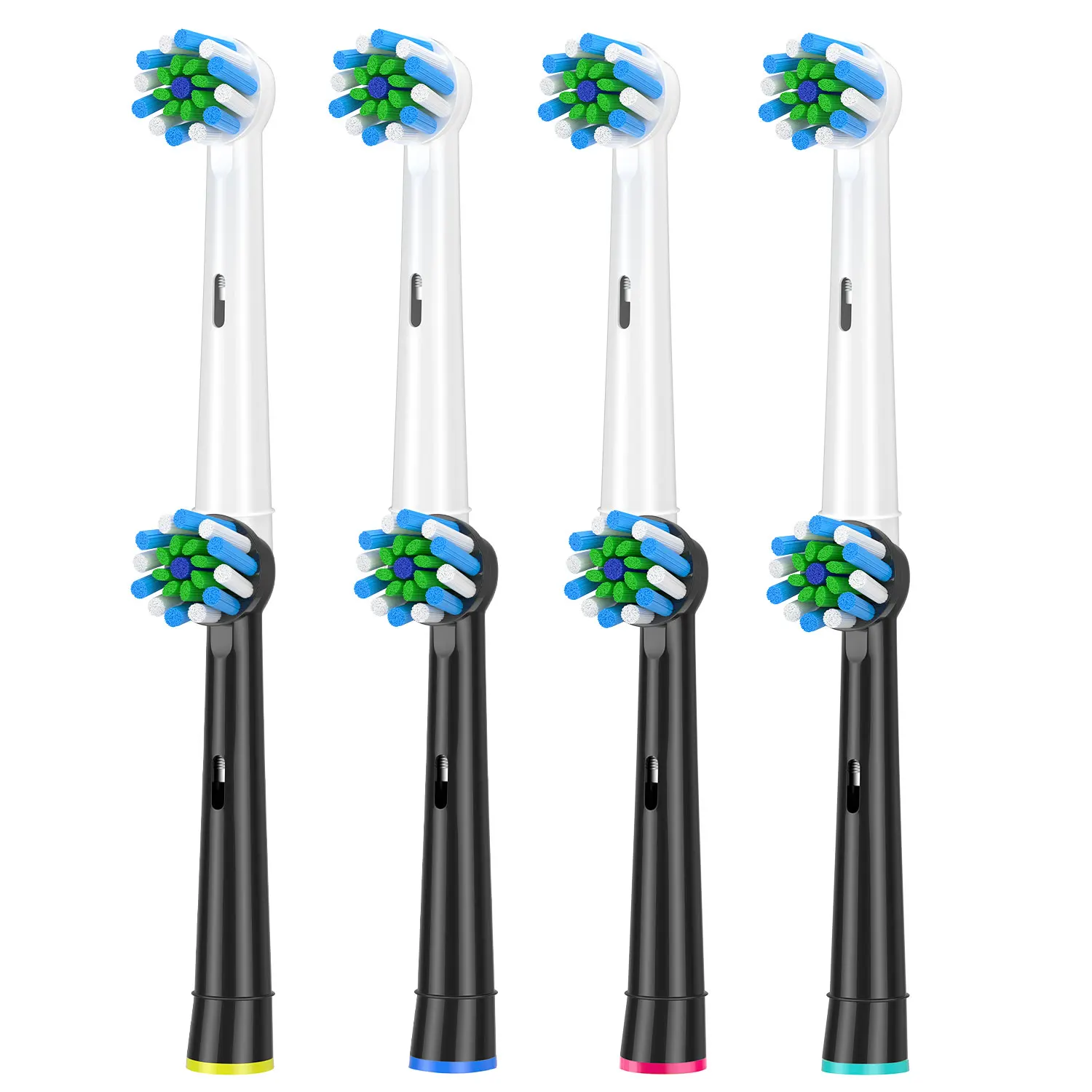 8 Stück Cross Clean Ersatzköpfe, kompatibel mit Oral B elektrische Zahnbürste, 4 Stück Weiß und 4 Stück Schwarz Image