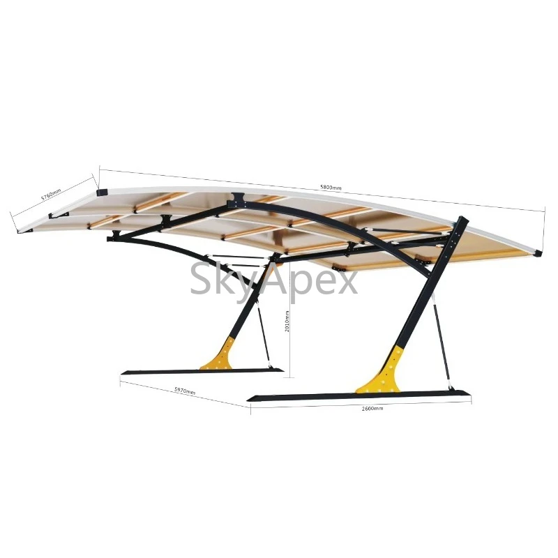 Hochwertiger, kundenspezifischer Stahl-Cantilever-Carport für Autos, einfach, praktisch, windbeständig für den Außenbereich. Image
