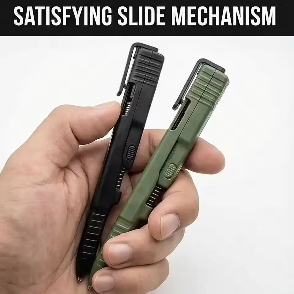 Taktischer Slide Action-Kugelschreiber mit Etui, nachfüllbarer, glatter Tintenstift, 3D-gedruckter taktischer Stift, EDC-Werkzeug, kreatives Herrengeschenk Image