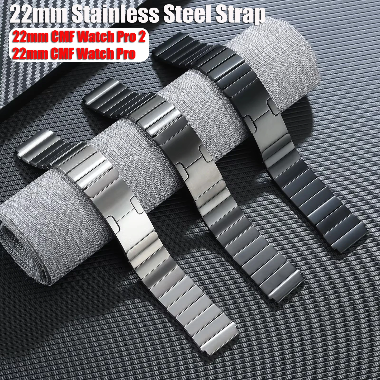 22mm Armband für CMF Watch Pro 2 Edelstahlband für CMF By Nothing Watch Pro Metallarmband Link Zubehör Correa Image