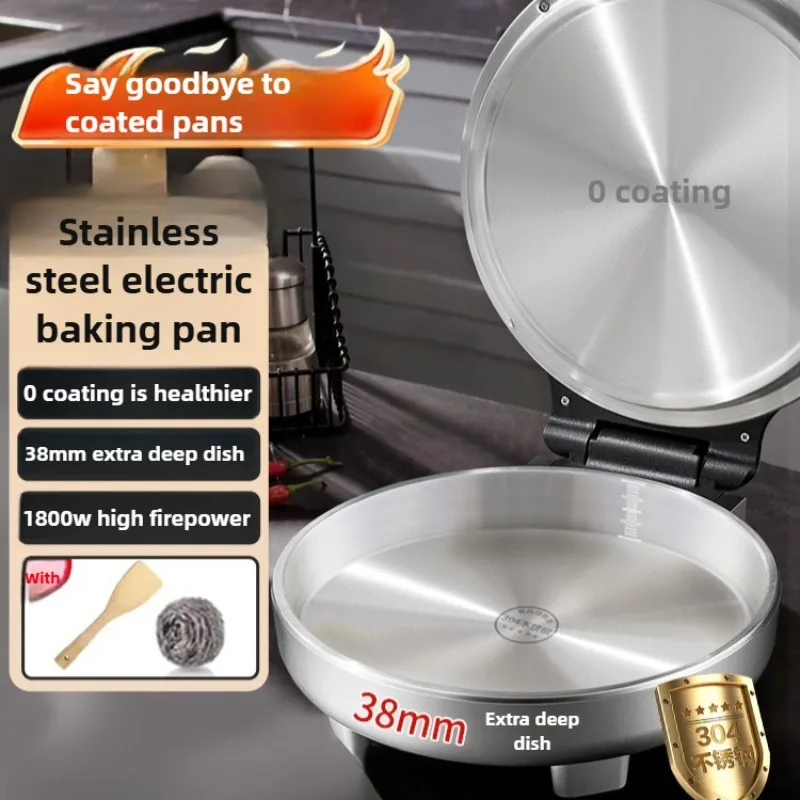 220 V Elektrische Crêpe Maker 0 Beschichtung Dual-seite Backen Pfannkuchen Maker Mit Edelstahl Körper Elektrische Pizza Backform Image