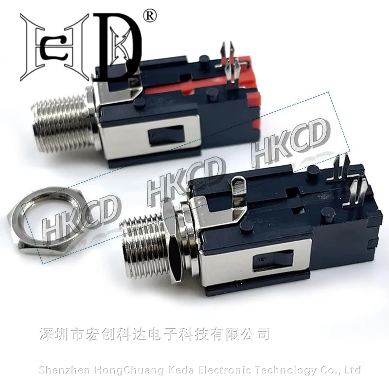 5 connettori jack per auricolari da 6,35 mm con filettatura di bloccaggio, connettore audio mono/stereo per telefono, chitarra e microfono