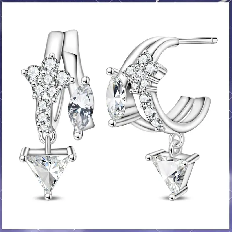 Exquisite Doppelring-Pfeilohrringe aus 925er Silber, Damengeschenke, Verlobungsschmuck und Souvenirs Image