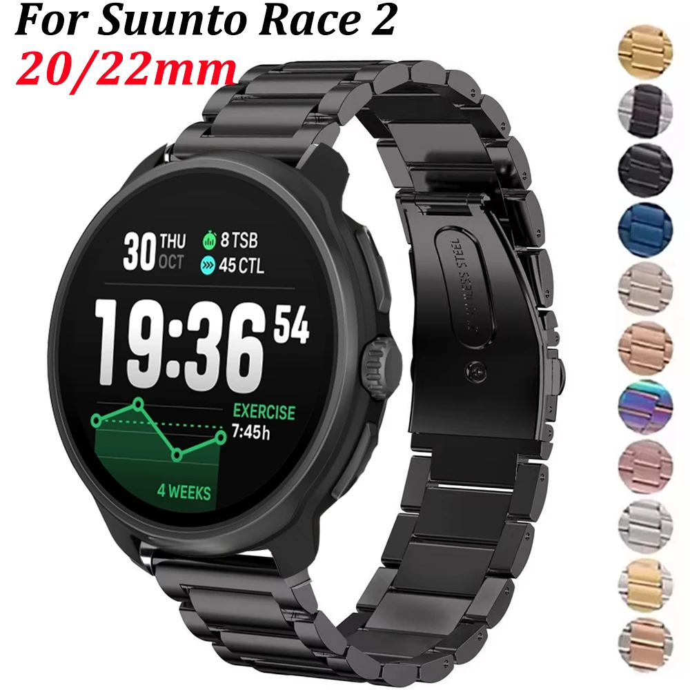 20 22 mm Metallarmband für Suunto Race 2/S/Run Edelstahlarmband für Suunto Vertical/Ocean/3 Fitness/5 Peak/9 Peak PRO Image