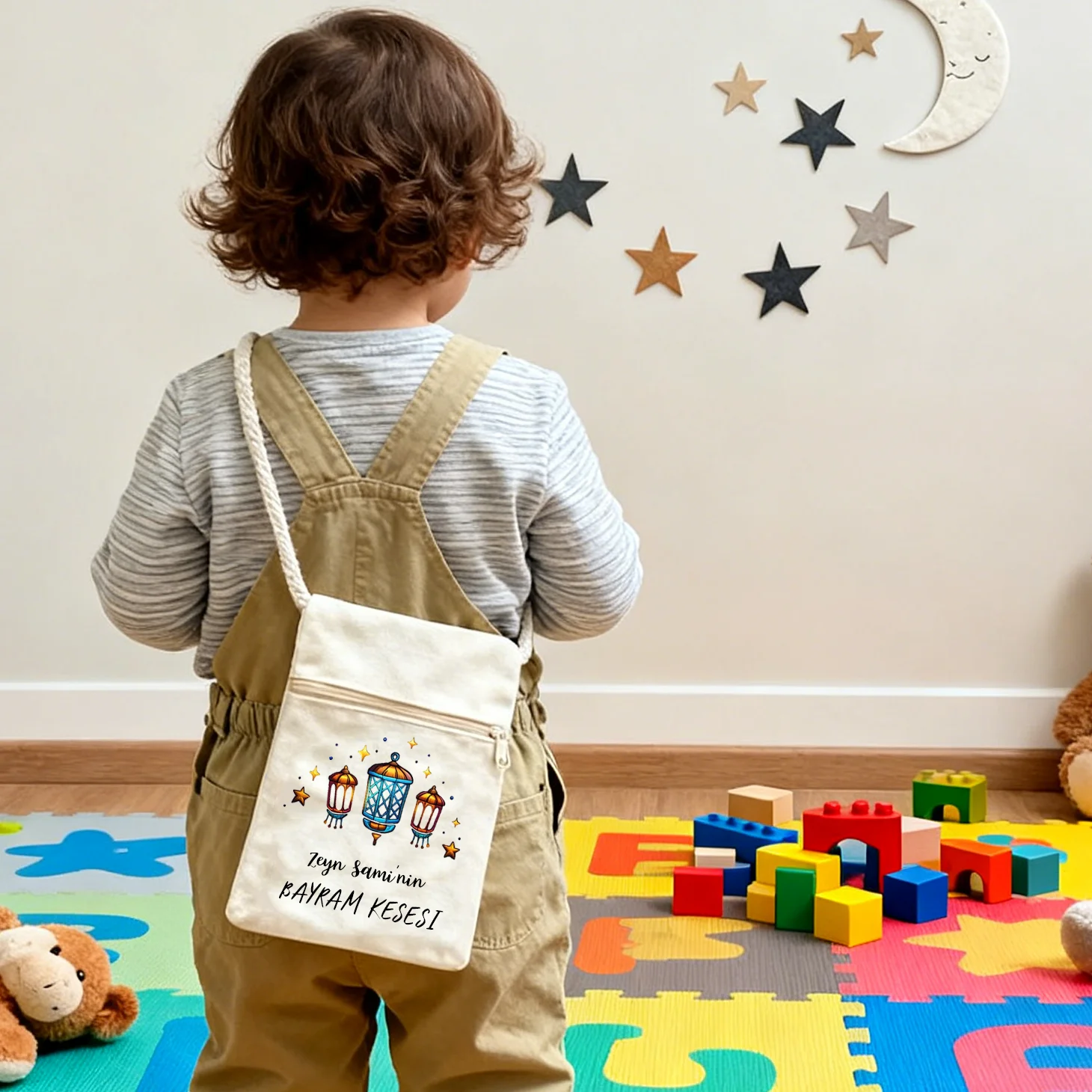 Personalisierte Name Eidi Tasche Happy Eid al-Fitr Muslim Islamischer Ramadan Mubarak Ramadan Kareem Iftar Dekor Leinwand für Kinder Jungen Mädchen Image