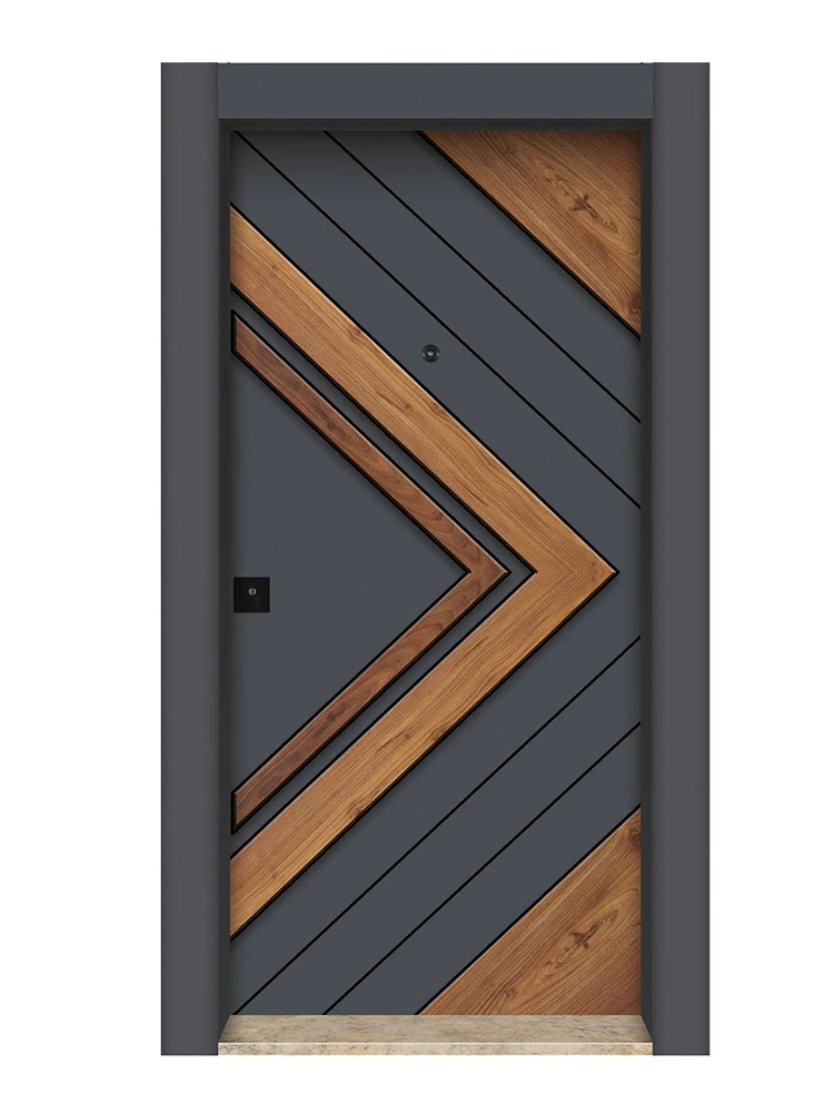 Eingangstüren, Holz, Aluminium, Maserung, Hauptfront, Außentür, Außentür, Flügel, Sicherheit, Drehtür, Heimdekoration, individuelle Größe, Farbe