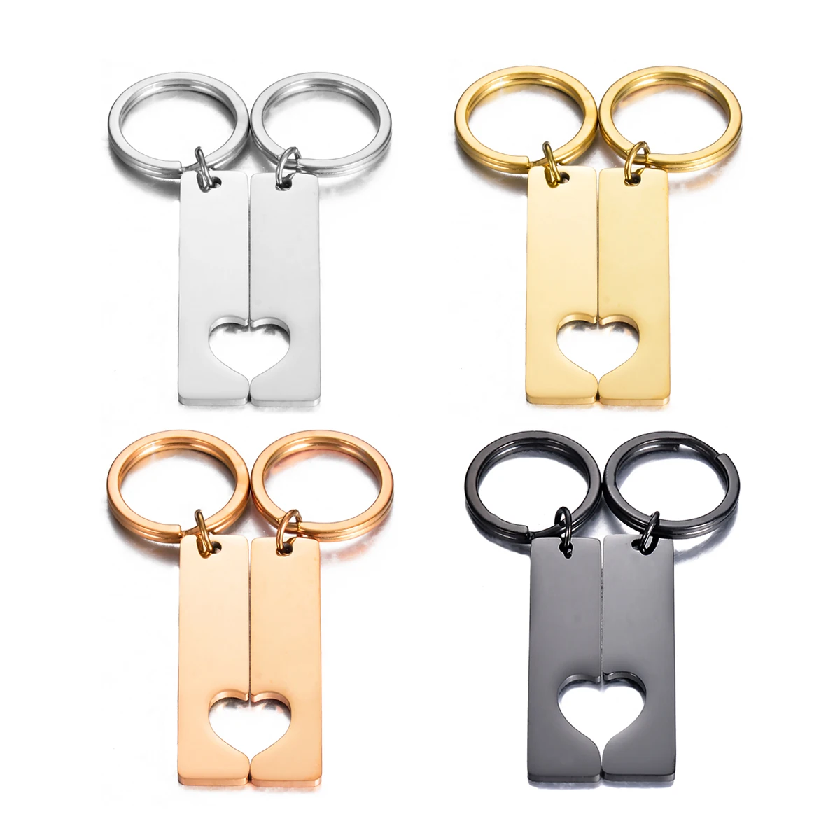 Neue Blank Edelstahl Liebe Herz Bar Schlüsselbund für Männer Frauen ID Tag Schlüssel Kette Ring Mode Schmuck Paare Geschenk Dropshipping Image