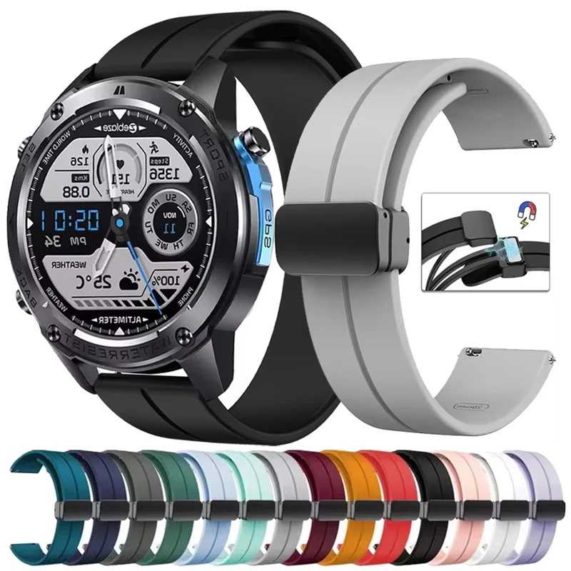 22 mm magnetisches Silikonarmband für Zeblaze Stratos 4 3 2 Ultra Armband für Zeblaze Ares 3Pro/Vibe 8 7 Pro 7Lite/Btalk 3 Pro Gürtel Image