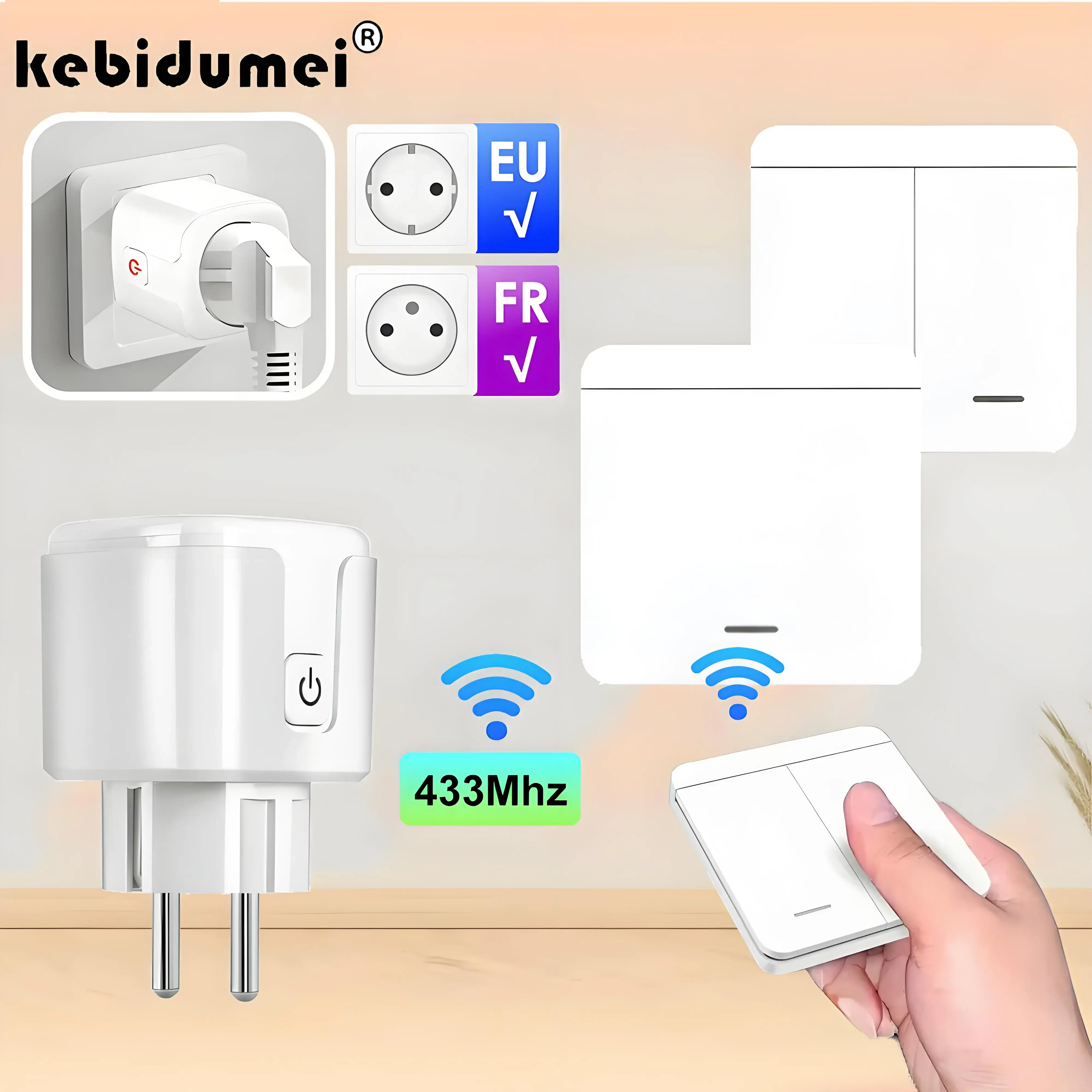 Smart Home Drahtlose Fernbedienung Steckdose Schalter 16A EU Stecker Steckdose für Fernbedienung EIN AUS Haushaltsgerät/Licht Image