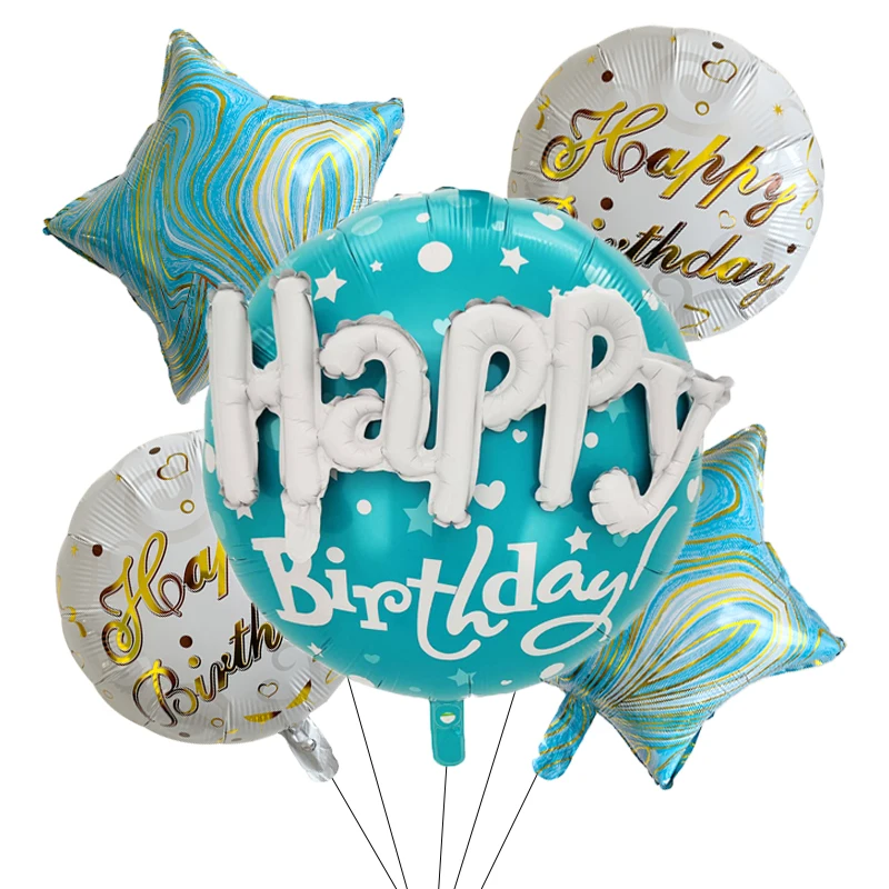 5 Teile/satz Alles Gute Zum Geburtstag Party Ballon Runde Herz Folie Helium Ballons Hochzeit Valentinstag Liebe Dich Dekoration Lieferungen Image