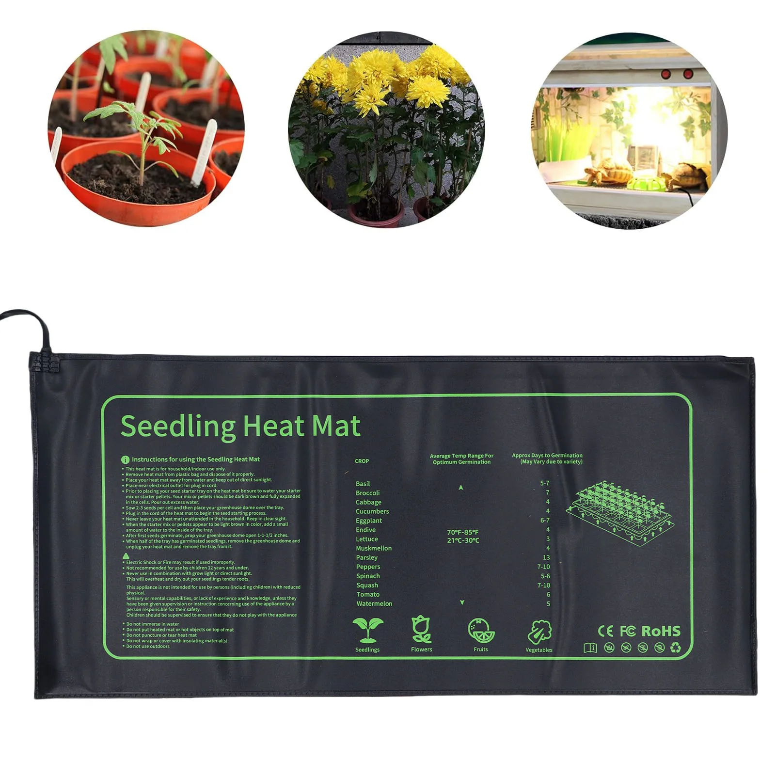Pflanzenheizmatte zum Starten von Pflanzen, PVC, IPX7, warmes hydroponisches Heizkissen für Gewächshaus- und Keimpflanzen-Startheizmatte Image
