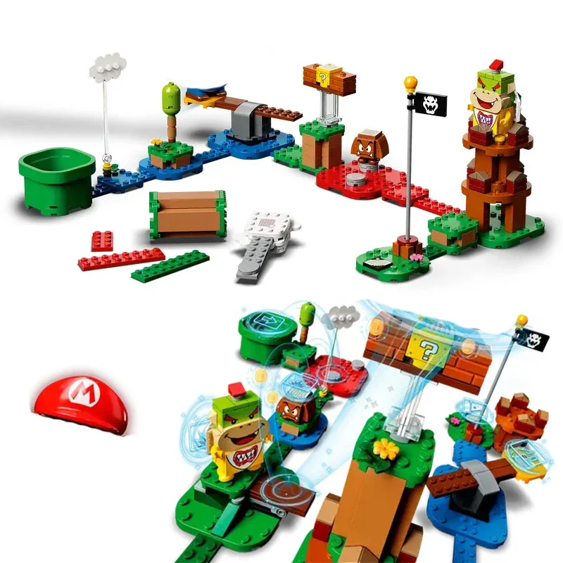 Super Bros. Game Series MOC Scan Code Bausteine Abenteuer mit Marioed Starter Course Sets Kinderspielzeug Geschenk 71360 Image