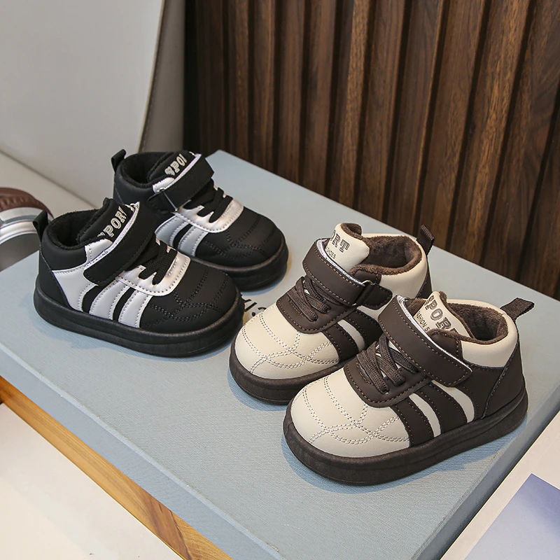 2025, Kinder-Sportschuhe, Winter, neue, verdickte Freizeitschuhe für Jungen und Mädchen, weiche, rutschfeste Kinder-Baumwollschuhe Image