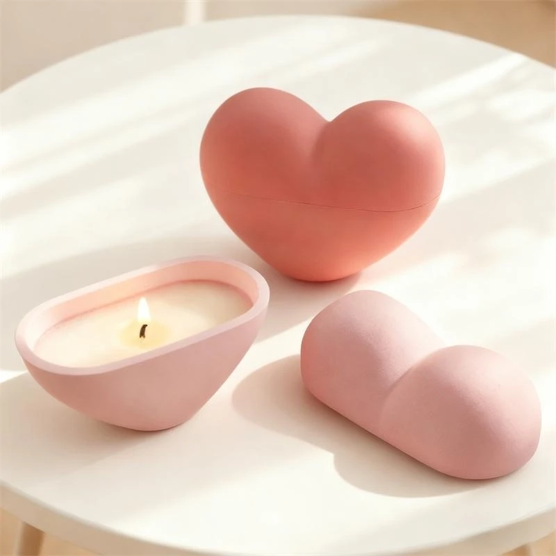 Kreative Liebe Herz Form Gips Gips Lagerung Box Silikon Formen Handgemachte Kerze Tasse Lagerung Jar Hause Dekoration Form Image