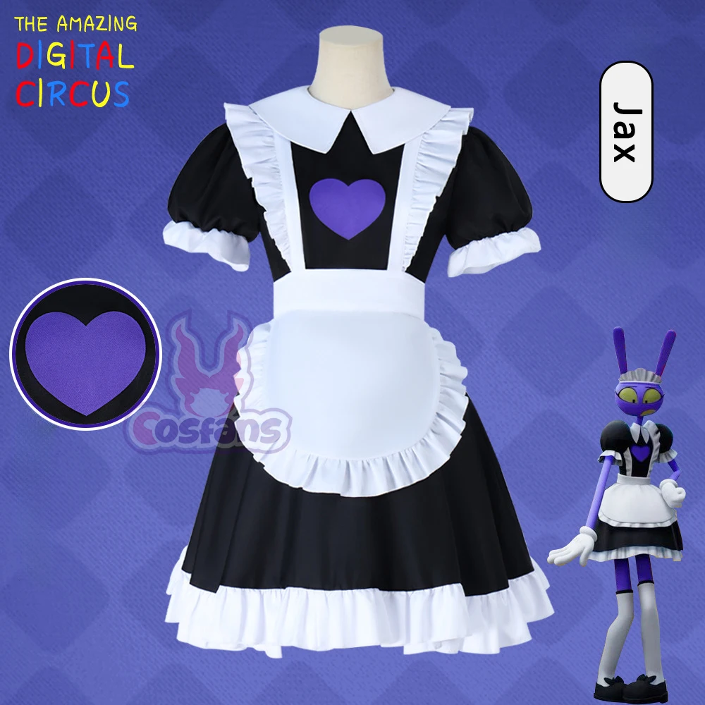 Anime Jax in Cameriera Costumi Cosplay Jax Maid Uniform L'incredibile Circo Digitale Gioco di Ruolo Halloween Party Outfit per Ragazze