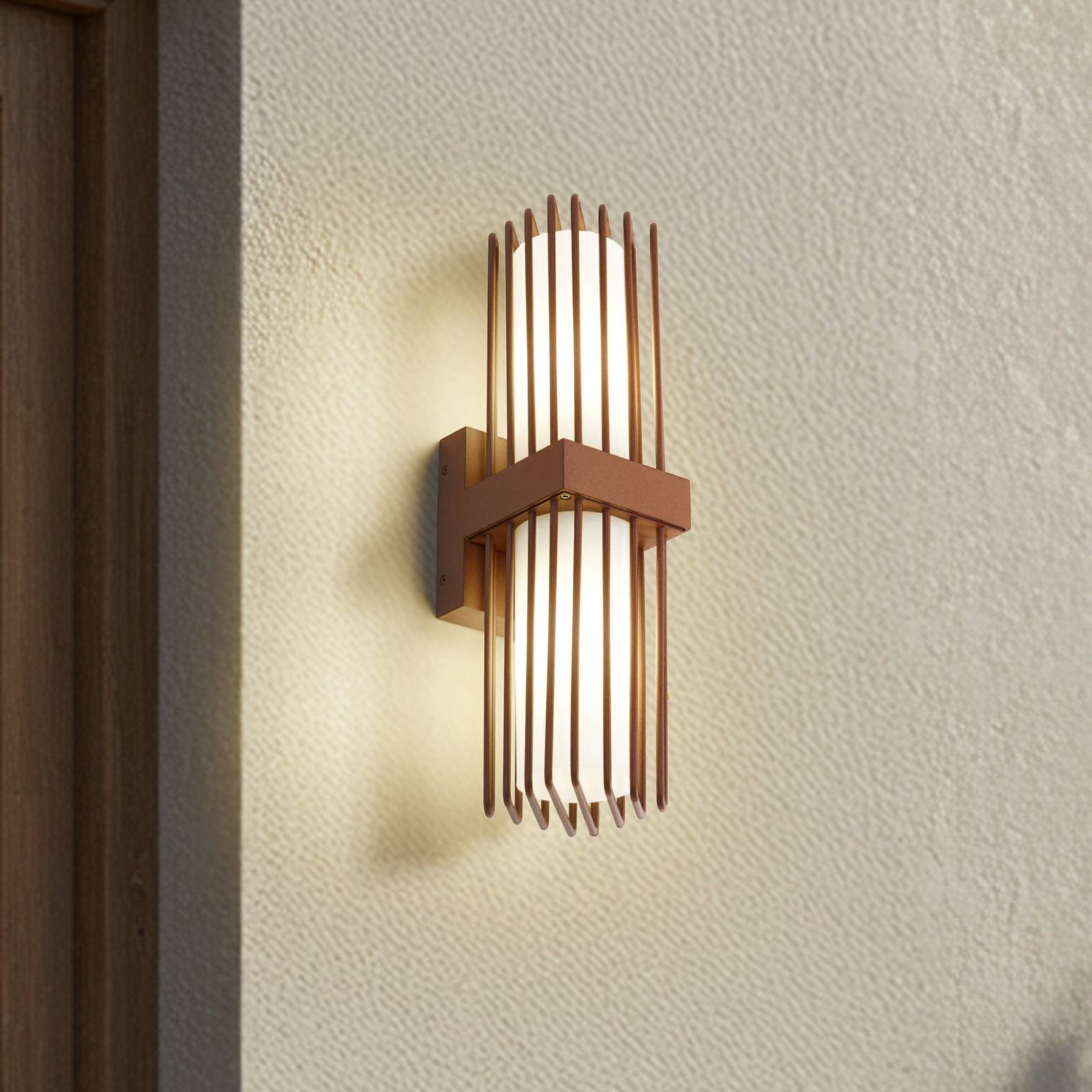 Outdoor Wall Light Chandan Lucande, dimmable, Brown / rust, Aluminium, Modern, Outdoor Wall Light