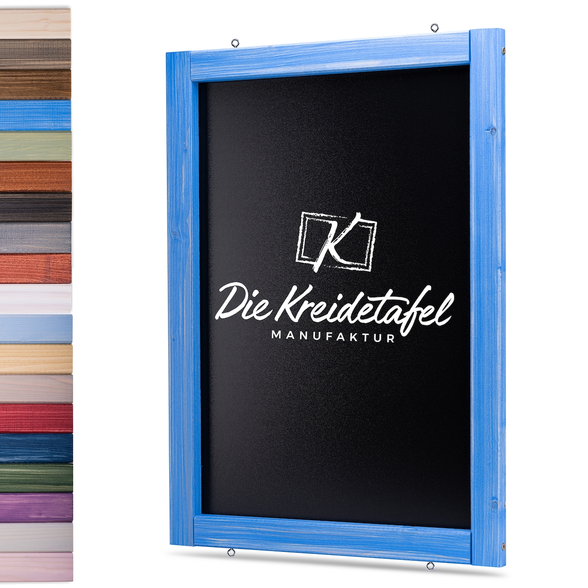 Die Kreidetafel Manufaktur Kreidetafel mit Holzrahmen / Blau 60x120cm Image