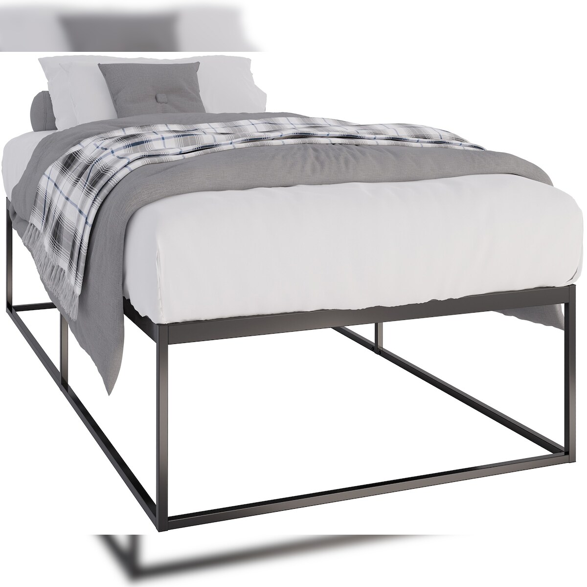 DELUKE Metallbett SUKAR - Metall Schwarz 105.5x205.5x46.5 cm | Bett 200x100 Bettrahmen Metall Doppelbett Image