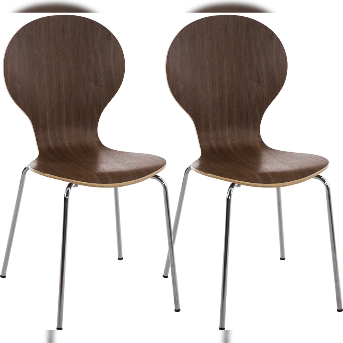 DELUKE 2er Set Besucherstuhl ATHENS - Holz Walnuss 43x45x86 cm | Besucherstühle Konferenzstuhl Wartezimmerstuhl Bürostühle Bürostuhl Konferenzraum Image