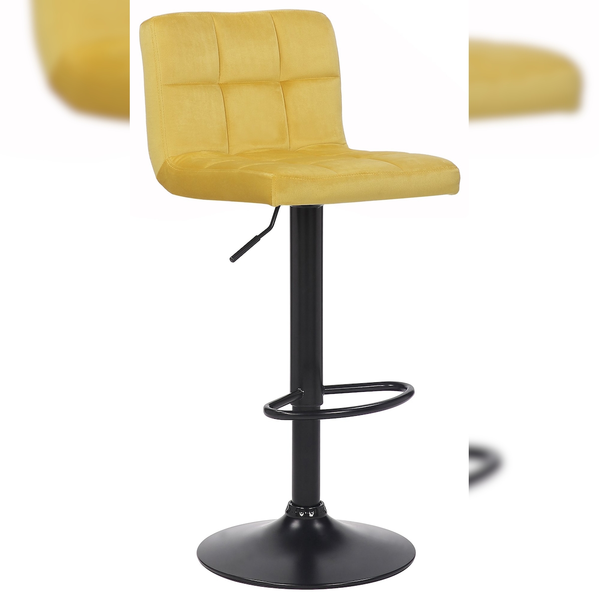 DELUKE Barhocker RIVAN - Samt Gelb 40x40x85 cm | Barstuhl Mit Lehne Tresenhocker Tresenstuhl Kneipenhocker Kneipenstuhl Image