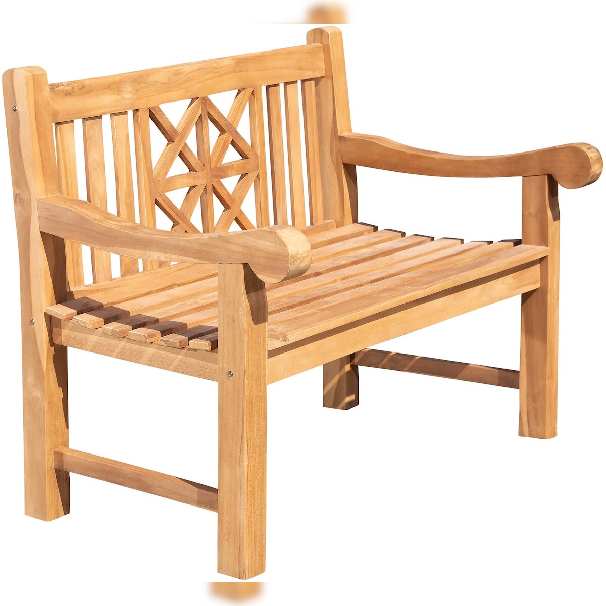 DELUKE Gartenbank Teakbank VUZAR - Holz Teak 120x72x92 cm | Holzbank 120 Cm Gartenbank Sitzbank Mit Lehne Wetterfest Bank Garten Terrasse