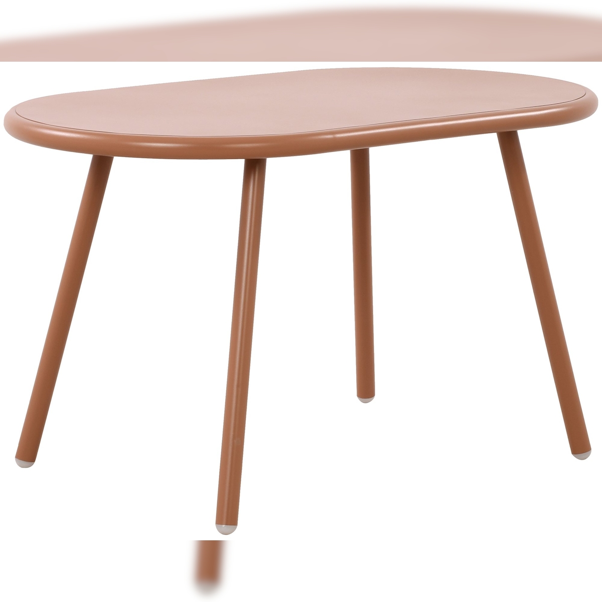 DELUKE Couchtisch VORIN - Kunststoff Terracotta 80x45x45 cm | Sofatisch Oval Beistelltisch Wohnzimmertisch Klein Image