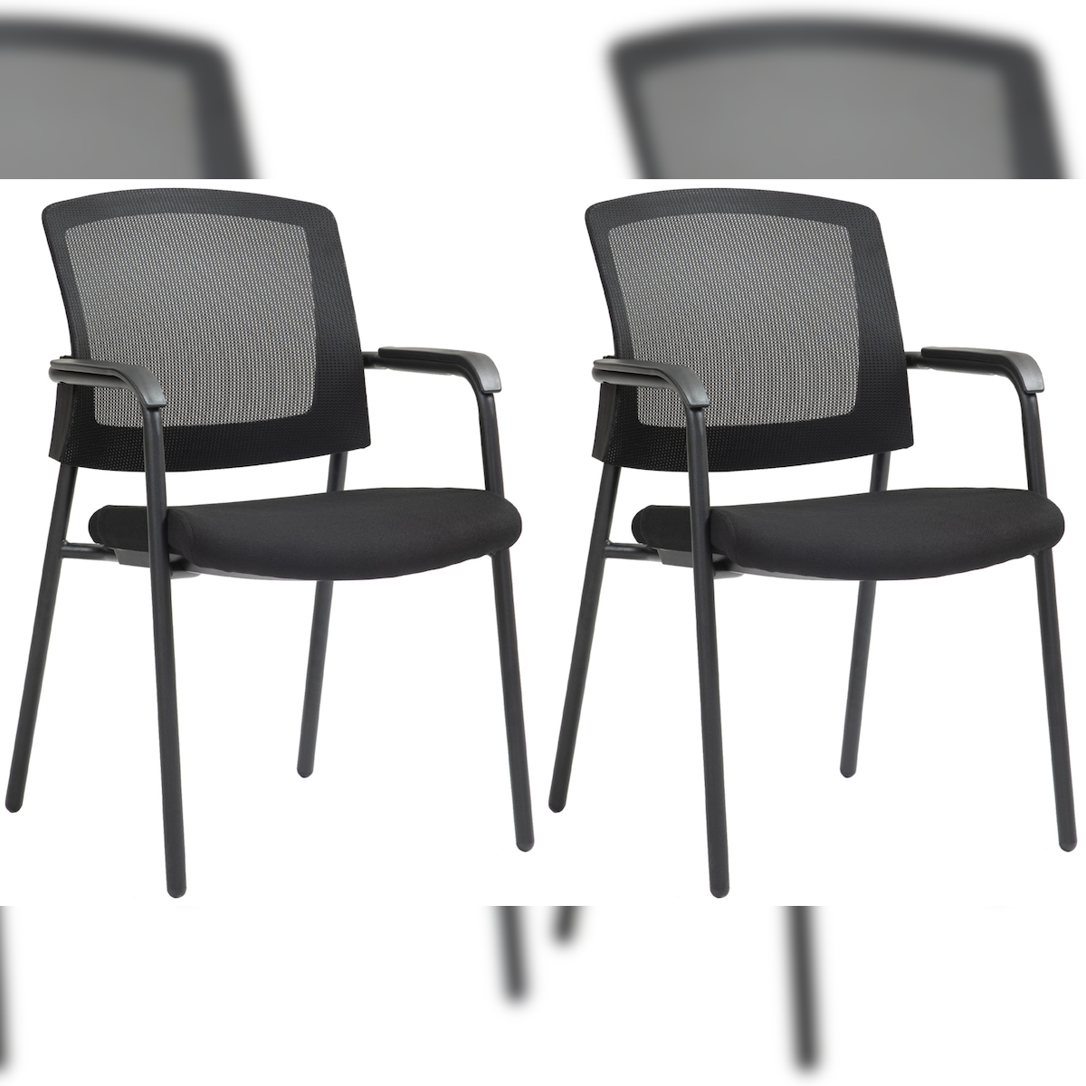 DELUKE 2er Set Besucherstuhl DARWIN - Metall Schwarz 58x60x86 cm | Besucherstühle Konferenzstuhl Wartezimmerstuhl Bürostühle Bürostuhl Konferenzraum Image