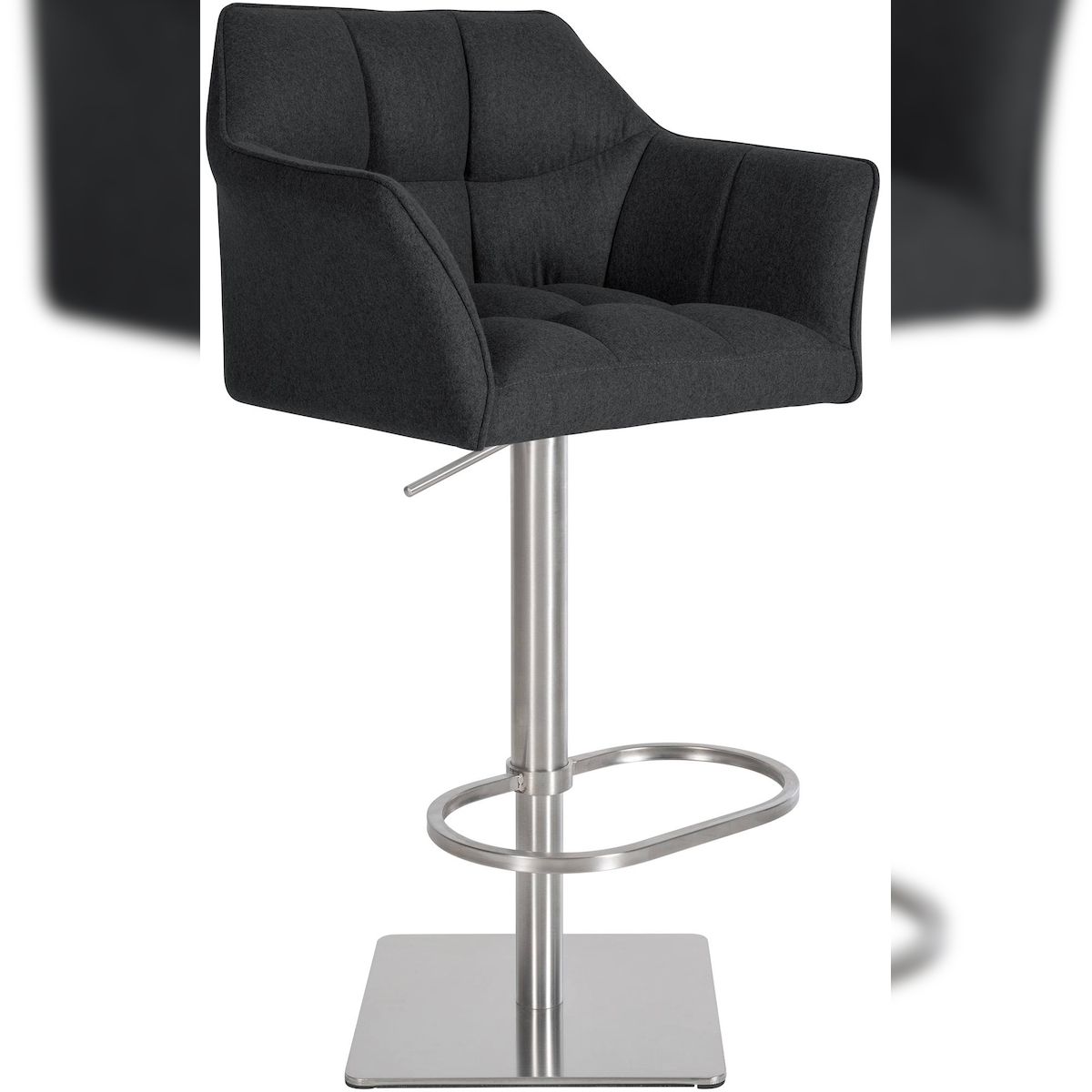 DELUKE Barhocker SIHAR - Filz Anthrazit 64x45x88 cm Silber | Barstuhl Höhenverstellbar Mit Lehne Drehbar Tresenhocker Tresenstuhl Kneipenhocker Kneipenstuhl