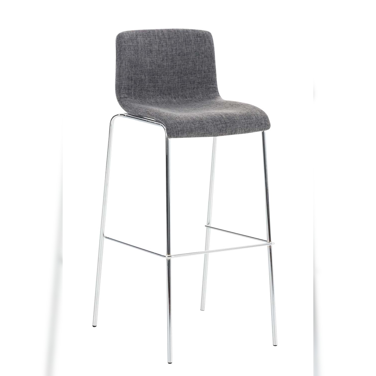 DELUKE Barhocker TENAR - Stoff Hellgrau 43x48x100 cm Silber | Barstuhl Mit Lehne Tresenhocker Tresenstuhl Kneipenhocker Kneipenstuhl Image