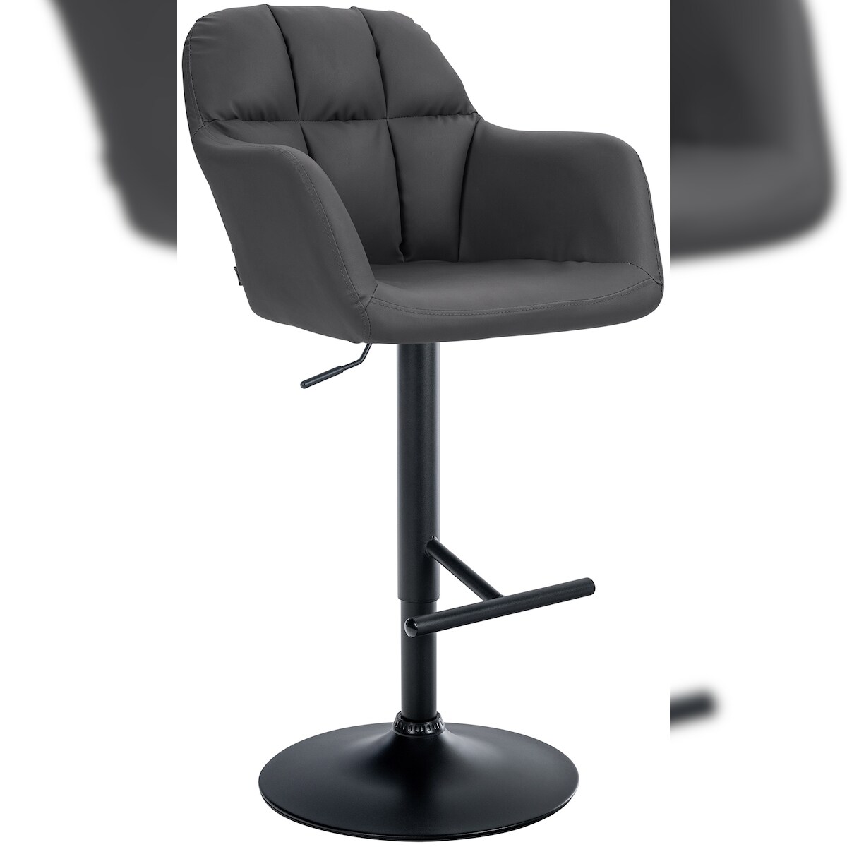 DELUKE Barhocker TUBEL - Kunstleder Schwarz 57x59x97 cm Schwarz | Barstuhl Höhenverstellbar Mit Lehne Drehbar Tresenhocker Tresenstuhl Kneipenhocker Image