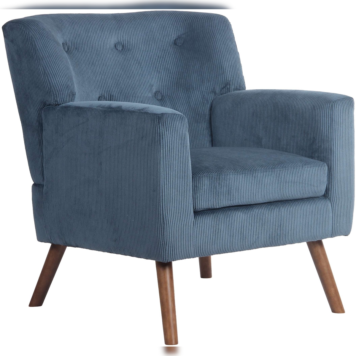 DELUKE Lounger Sessel MUSCAT - Cord Blau 72x74x80 cm | Loungesessel Wohnzimmer Bequem Lounger Clubsessel Sofa Hotelsessel Eingang Image
